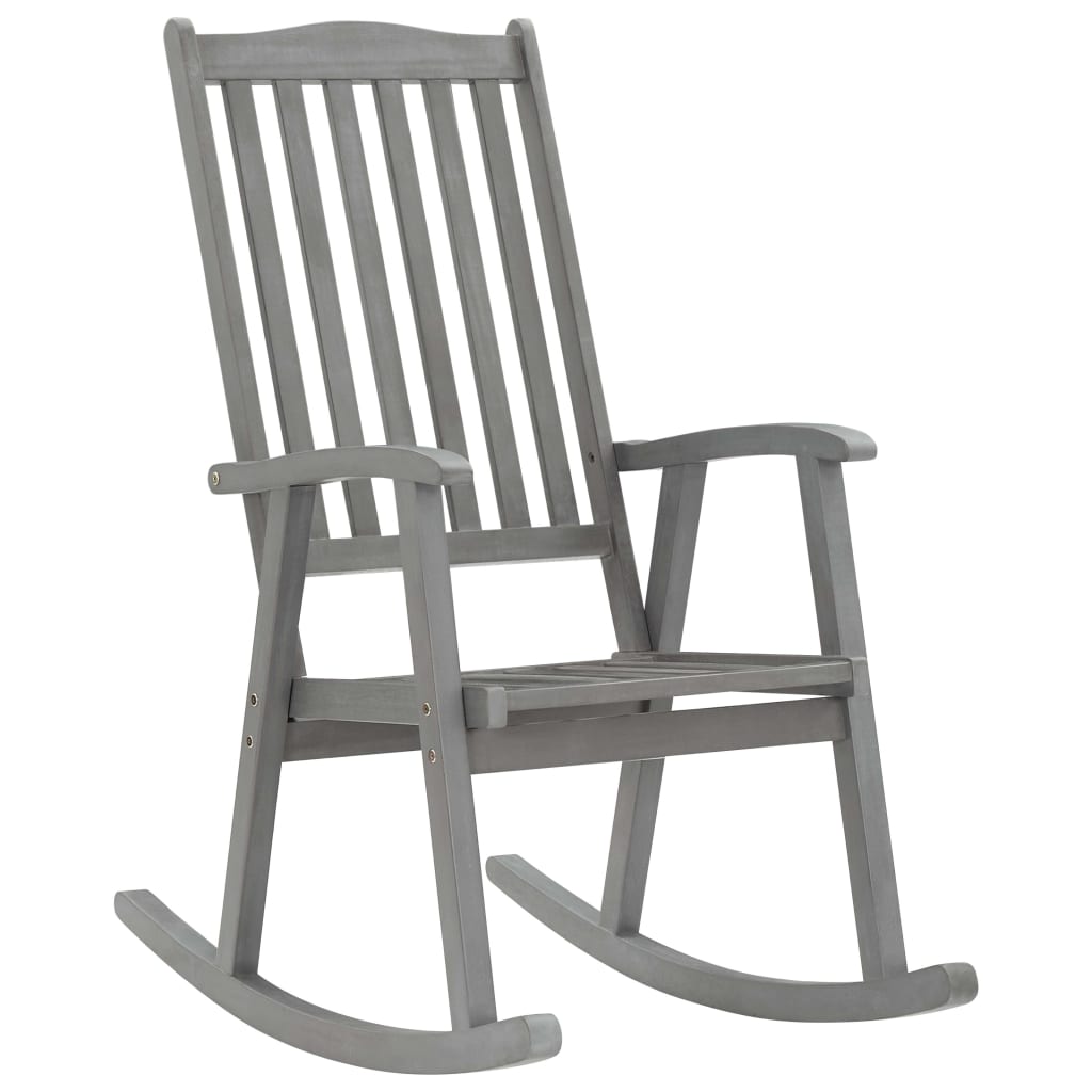 Rocking Chair With Cushions Gray Solid Acacia Wood G 3064224