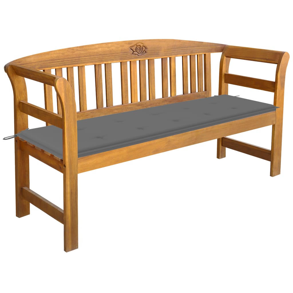 Patio Bench With Cushion Solid Acacia Wood Brown 3064260