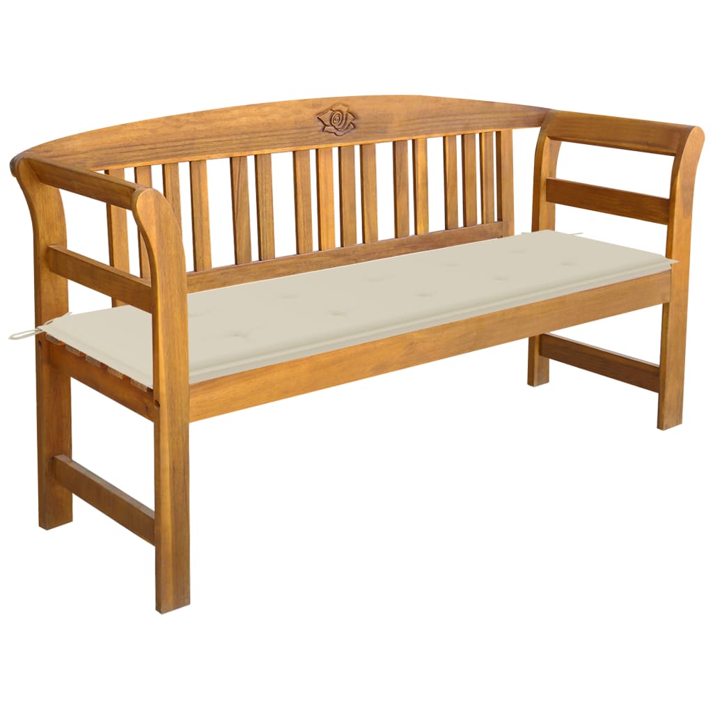 Patio Bench With Cushion Solid Acacia Wood Brown 3064260