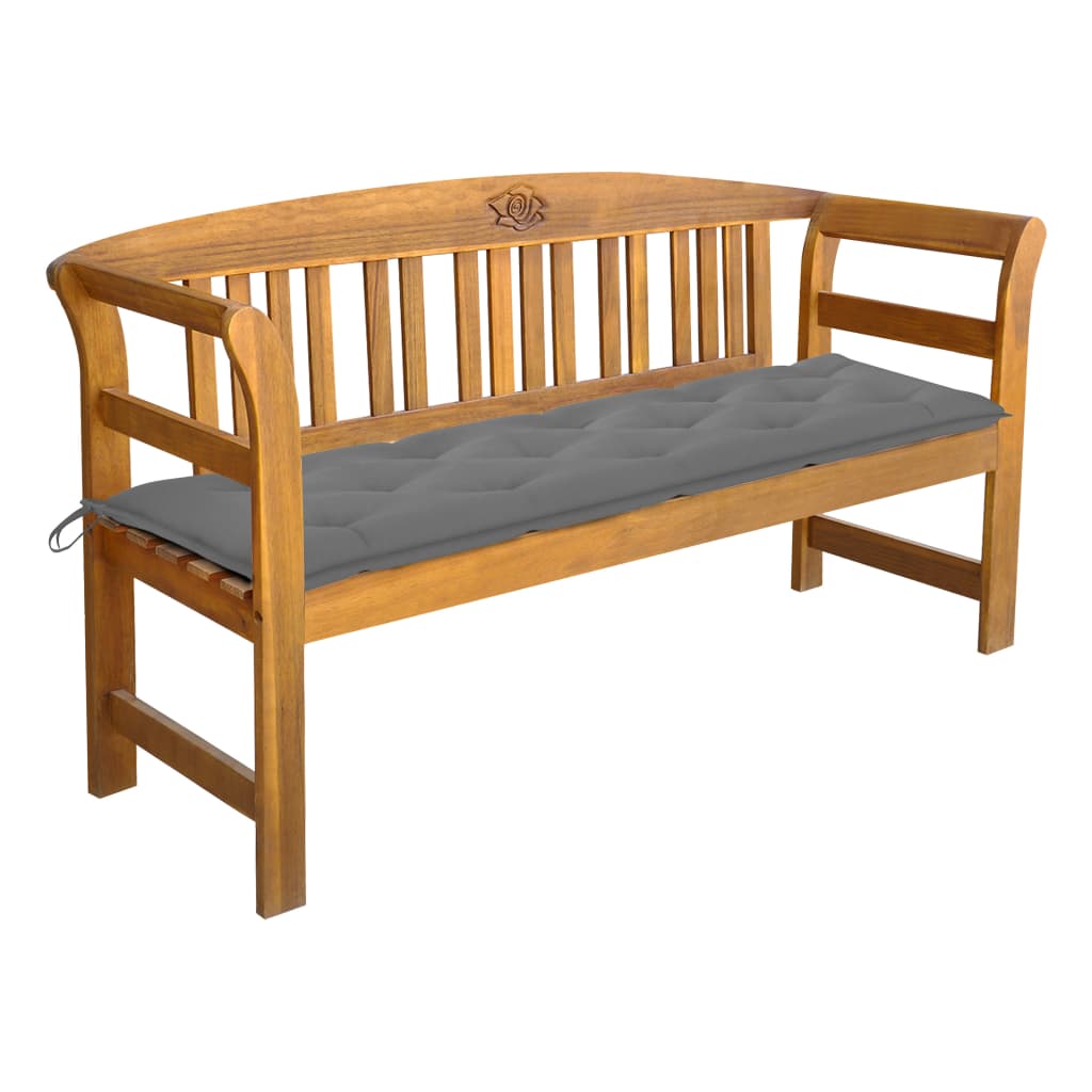 Patio Bench With Cushion Solid Acacia Wood Brown 3064281