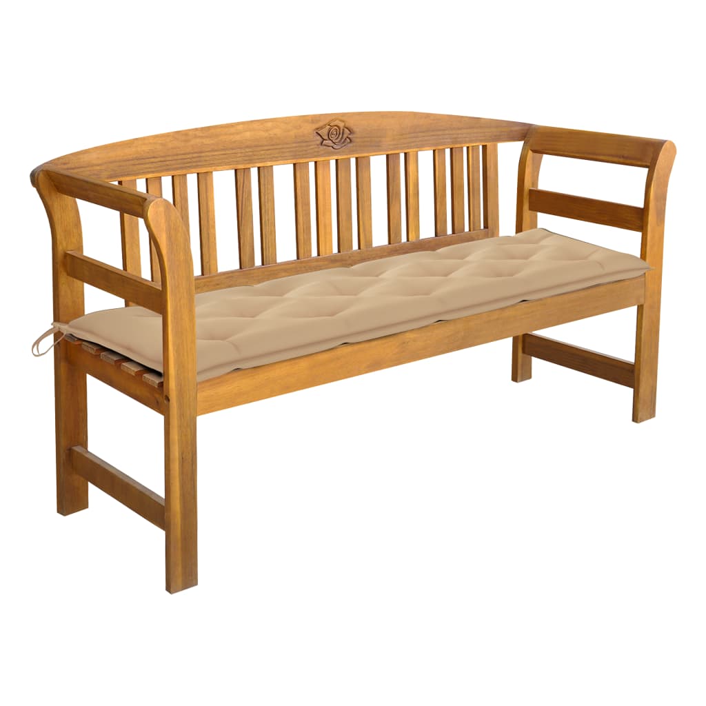 Patio Bench With Cushion Solid Acacia Wood Brown 3064281