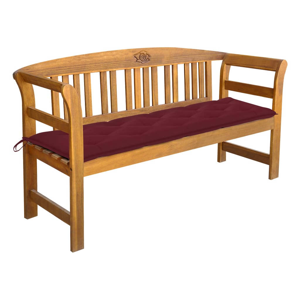 Patio Bench With Cushion Solid Acacia Wood Brown 3064290