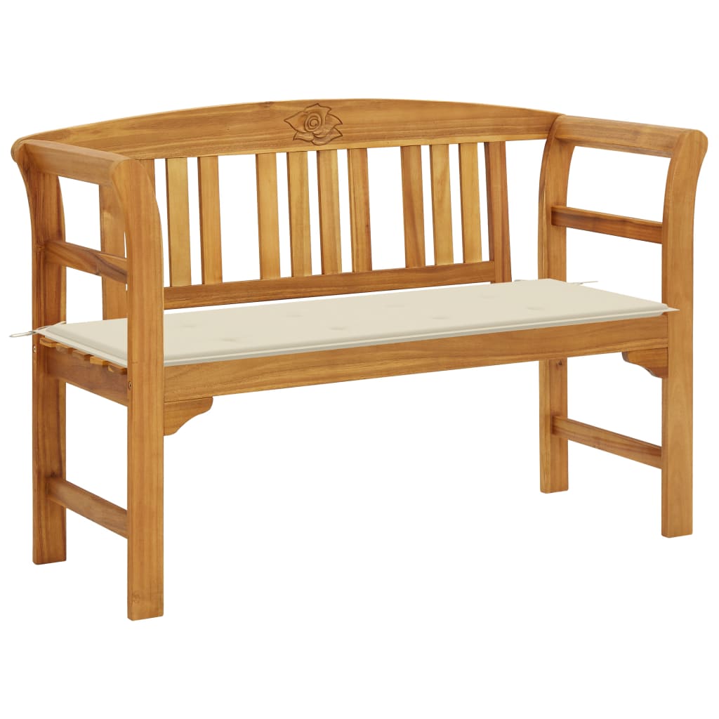 Patio Bench With Cushion Solid Acacia Wood Brown 3064290