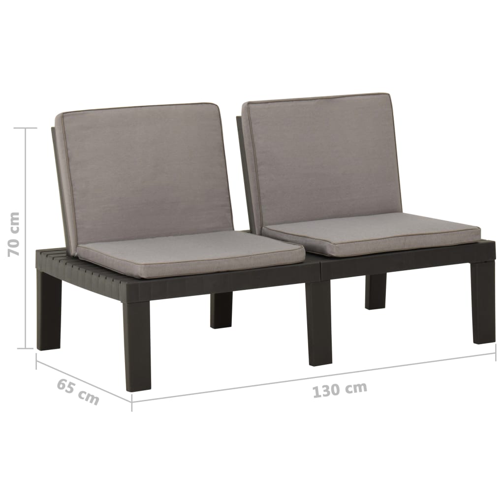 Patio Lounge Benches With Cushions Plastic White 3059825