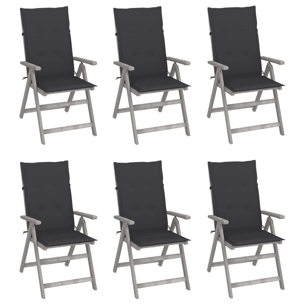 Patio Reclining Chairs With Cushions Solid Acacia Wo 3065317
