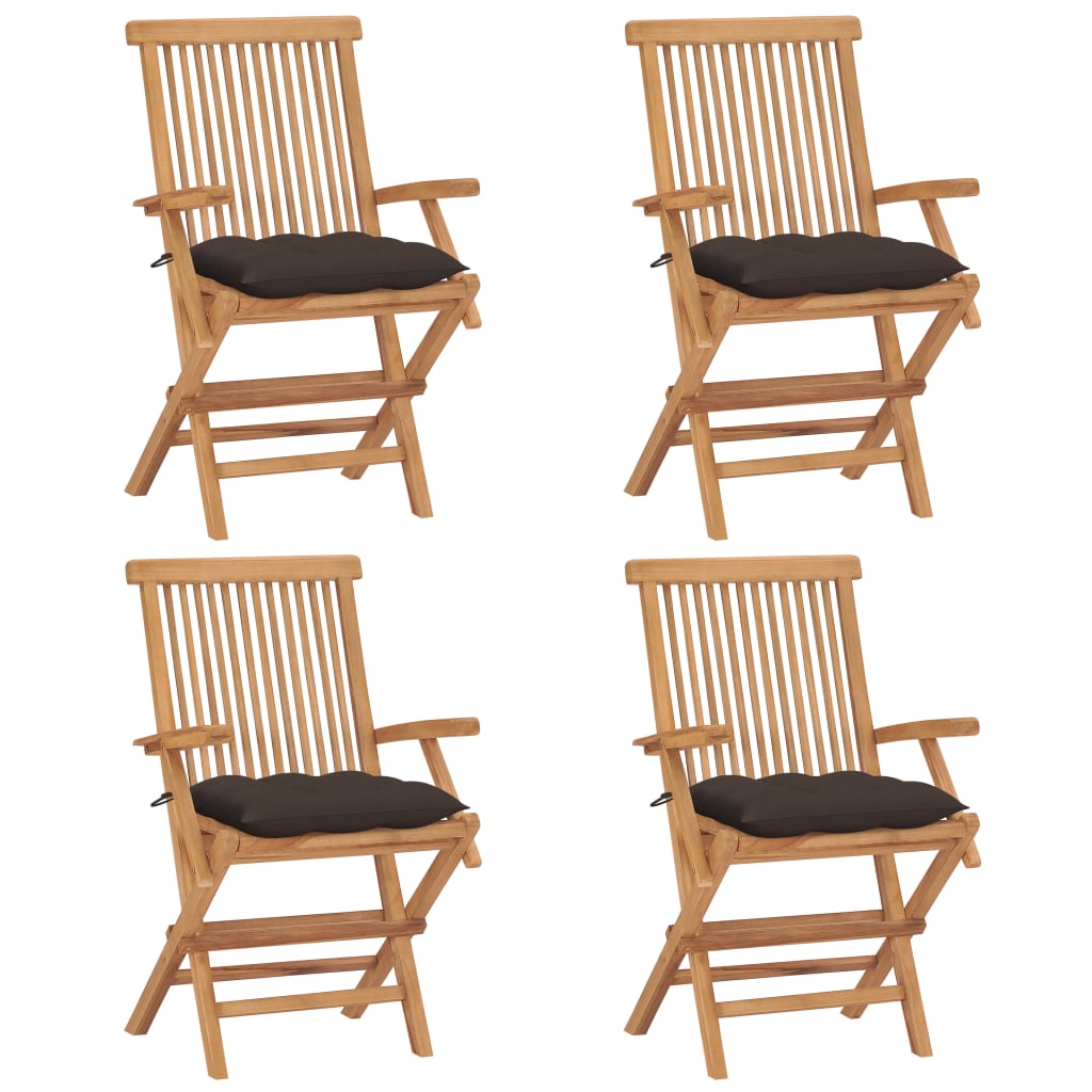Patio Chairs With Cushions Solid Teak Wood Taupe 3065640