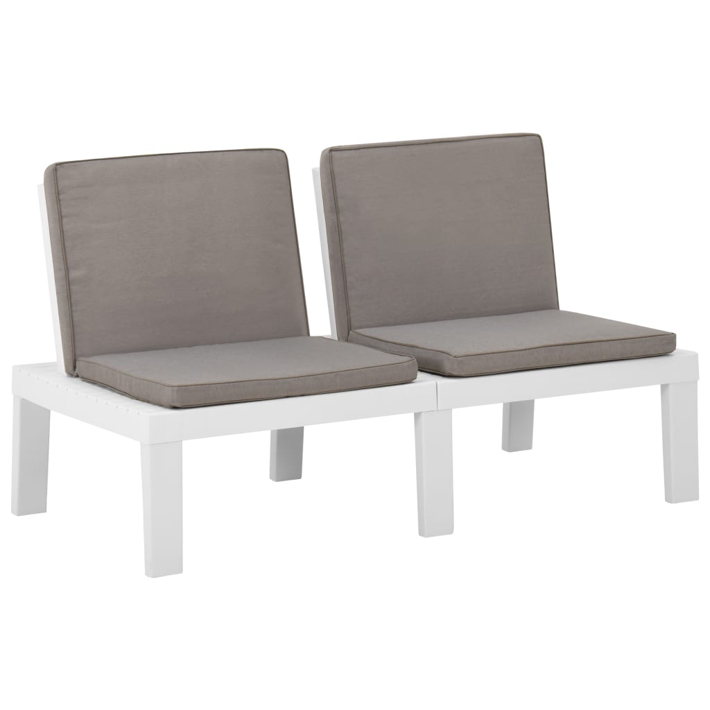 Patio Lounge Bench With Cushion Plastic White 315848