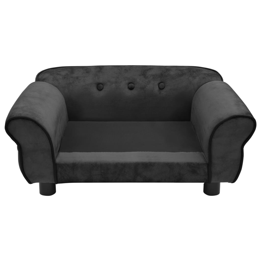 Dog Sofa Plush And Faux Leather Black 171032