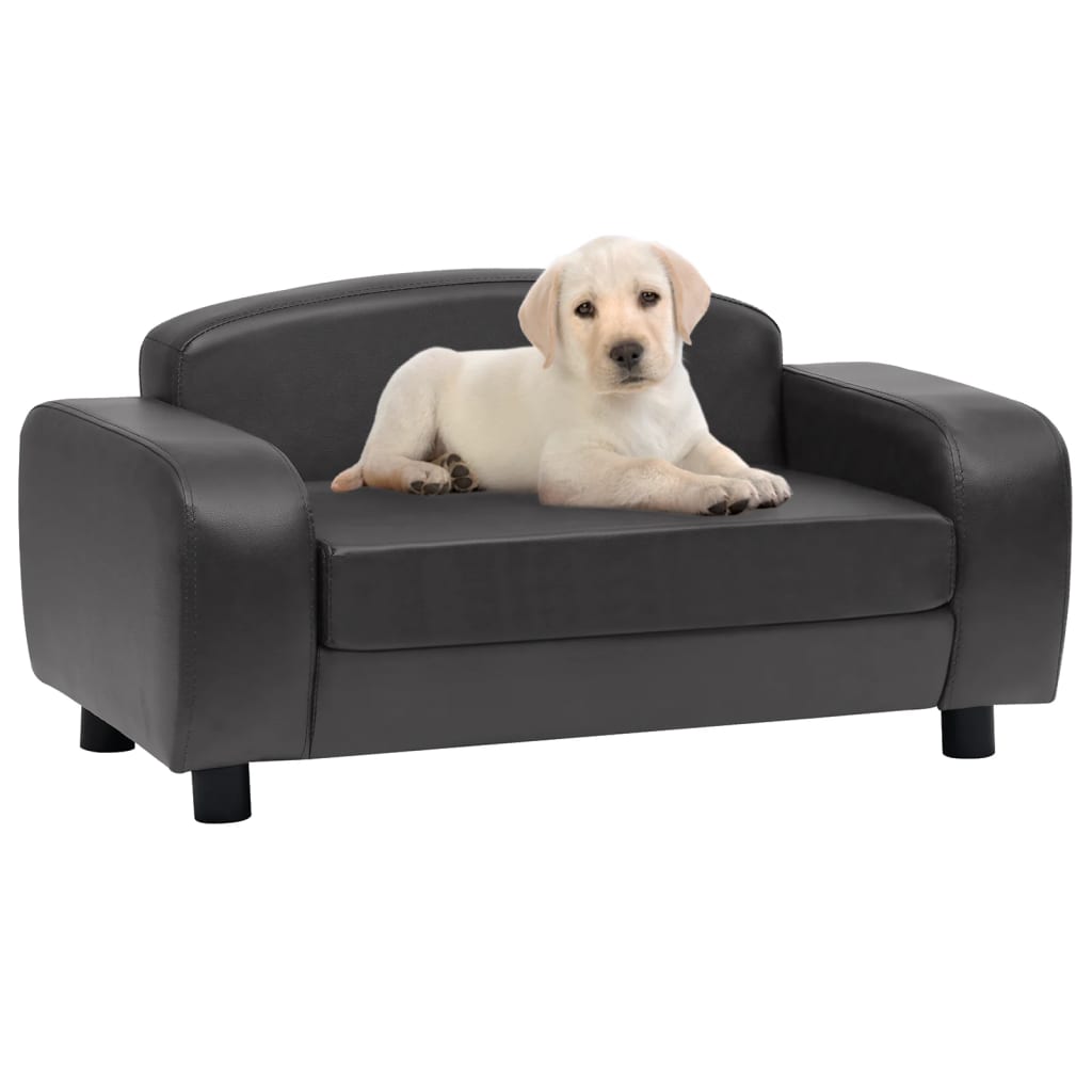 Dog Sofa Dark Gray Faux Leather Grey 171054