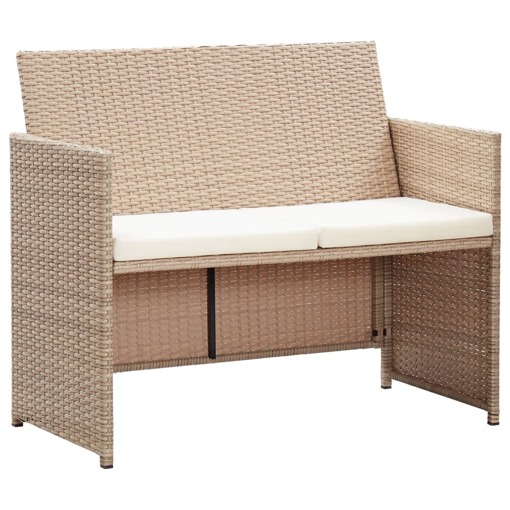 Seater Patio Sofa With Cushions Poly Rattan Beige 316000