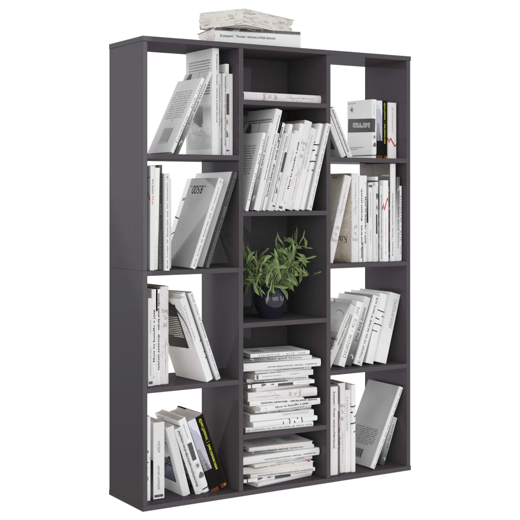 Room Divider Book Cabinet High Gloss Black 805640