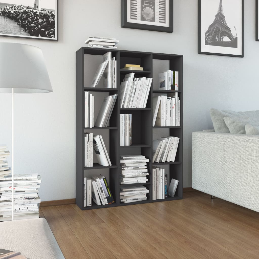 Room Divider Book Cabinet High Gloss Black 805640