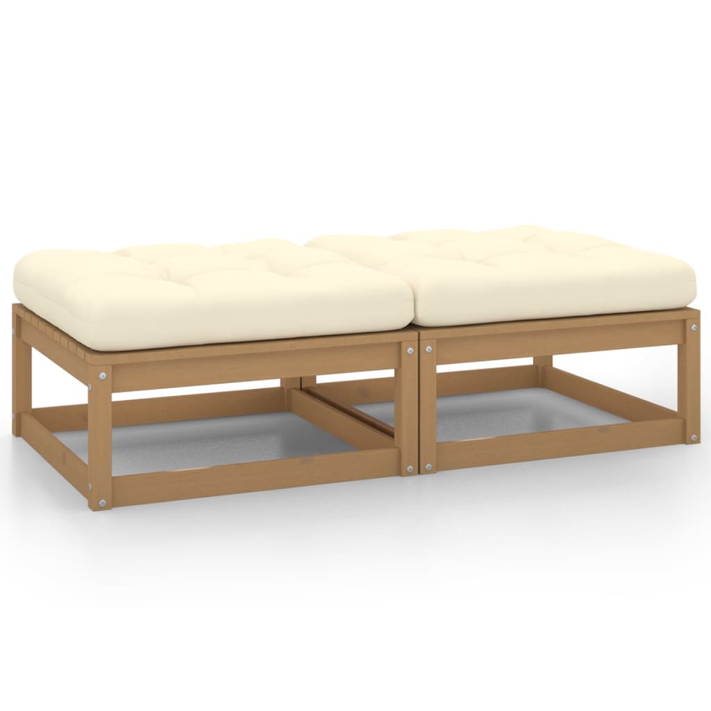 Patio Footstools With Cushions Solid Pine Brown 805740