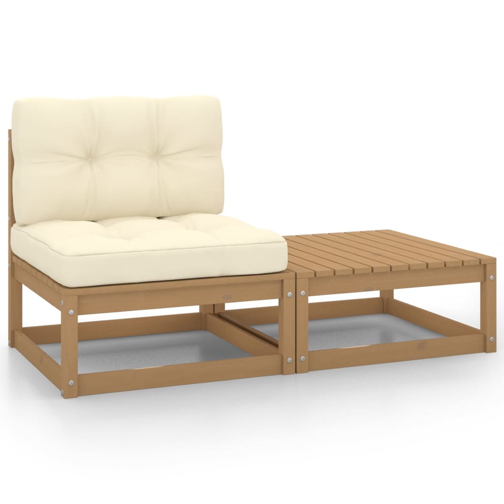 Patio Lounge Set With Cushions Solid Pine Brown 805760