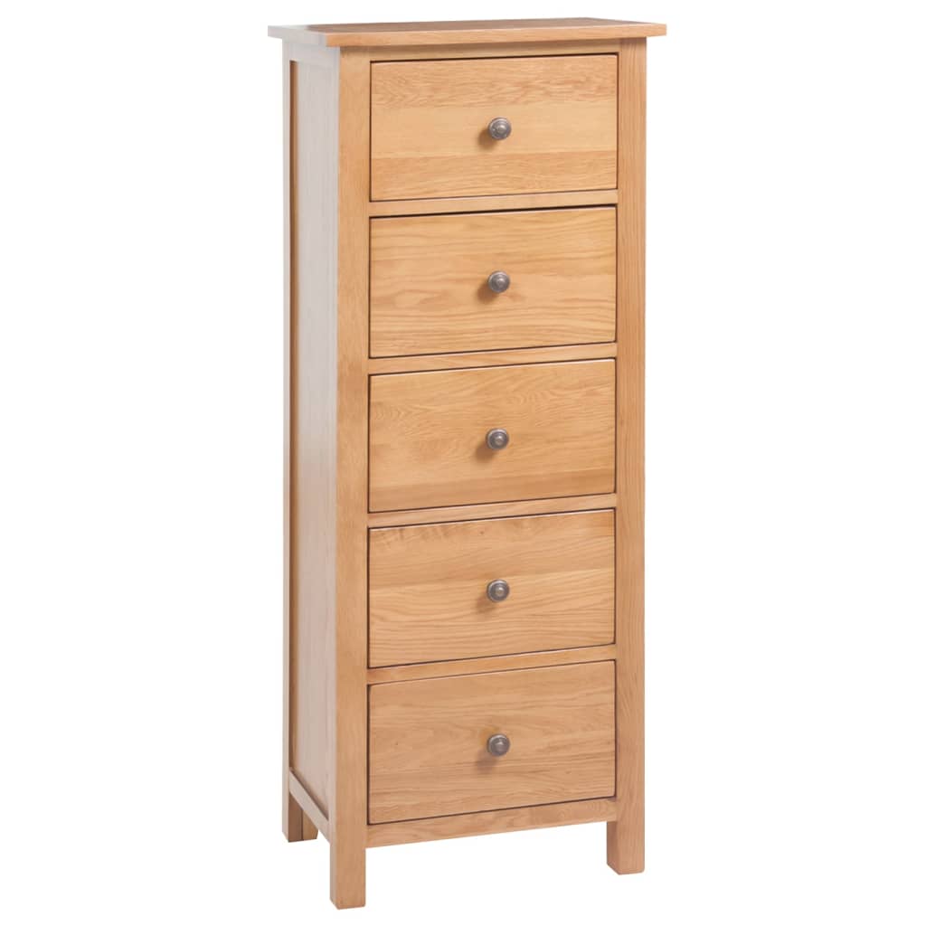 Tall Chest Of Drawers Solid Oak Wood Brown 329924
