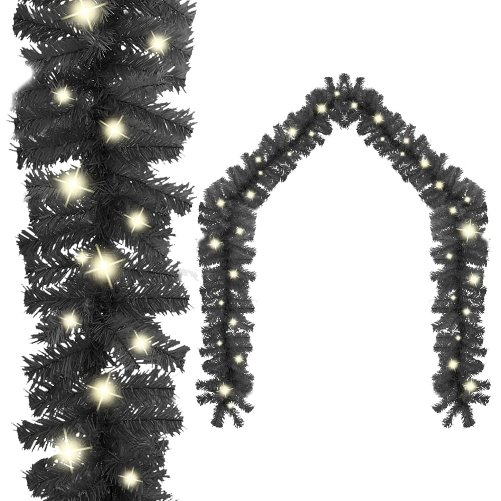 Christmas Garland With Led Lights Black 329190
