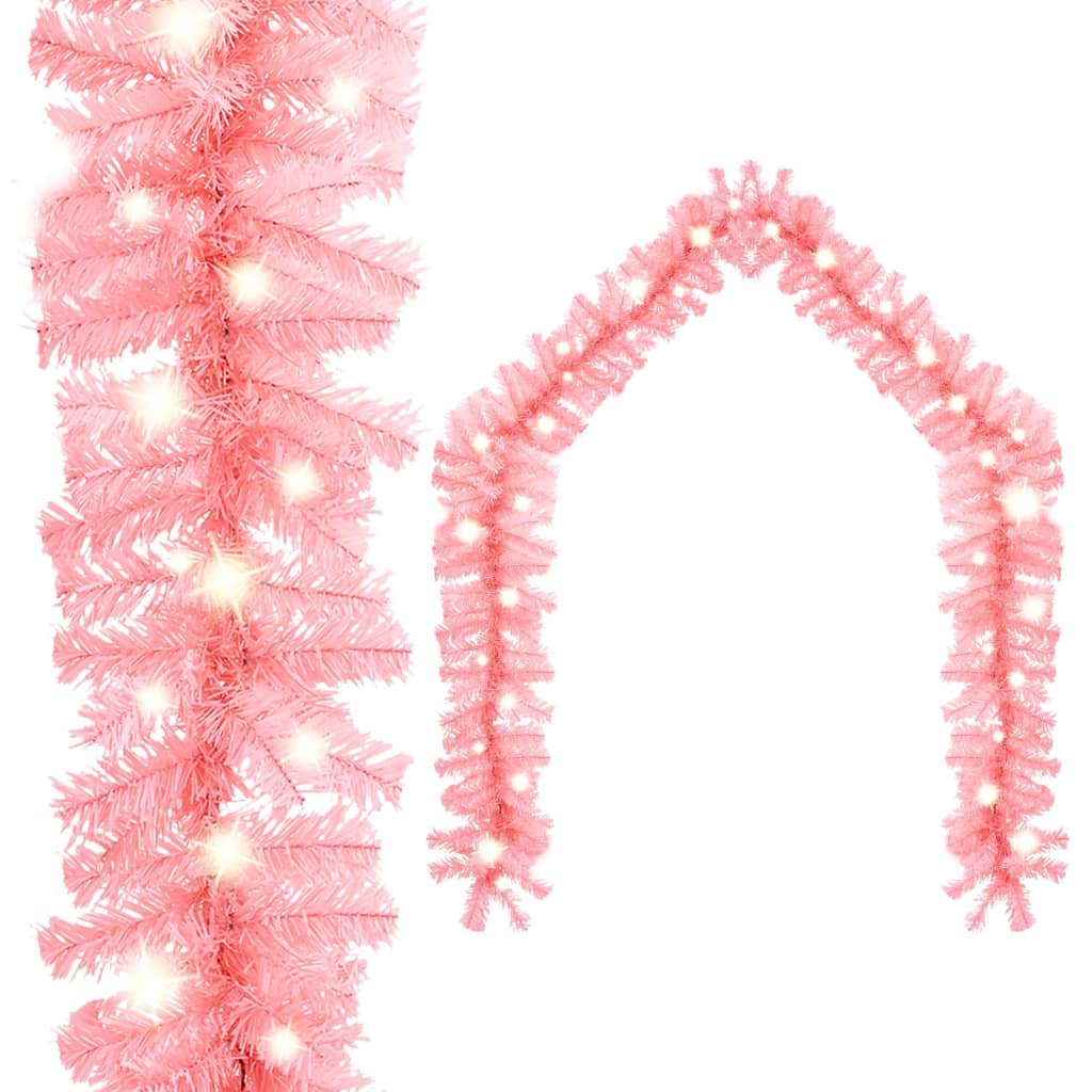 Christmas Garland With Led Lights Pink 329200