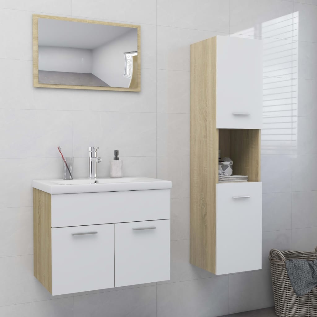 Bathroom Furniture Set And Sonoma Oak White 3070960