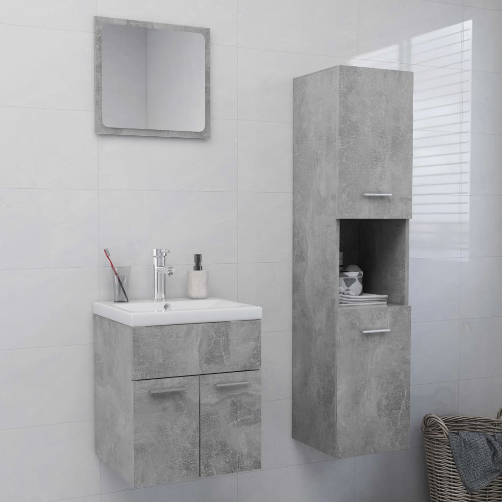 Bathroom Furniture Set Concrete Gray Grey 3071130