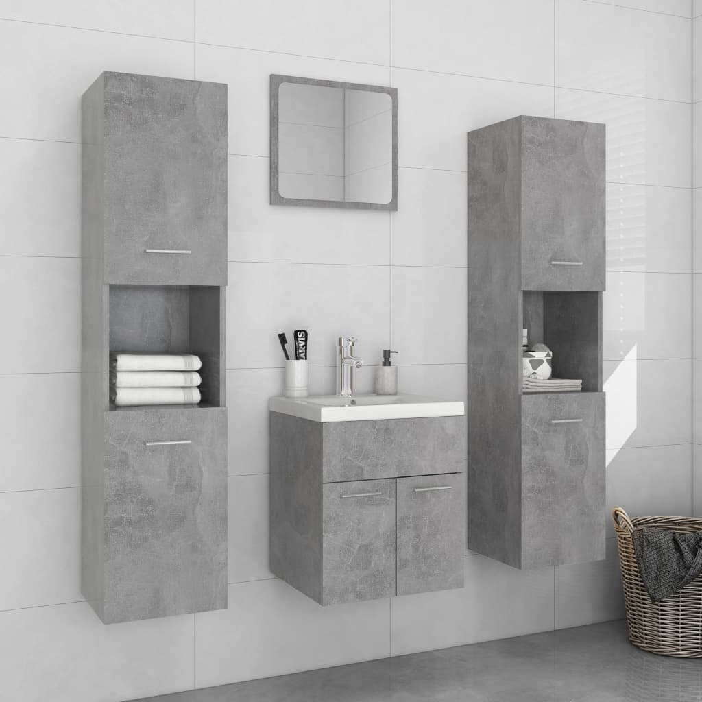 Bathroom Furniture Set Concrete Gray Grey 3071220