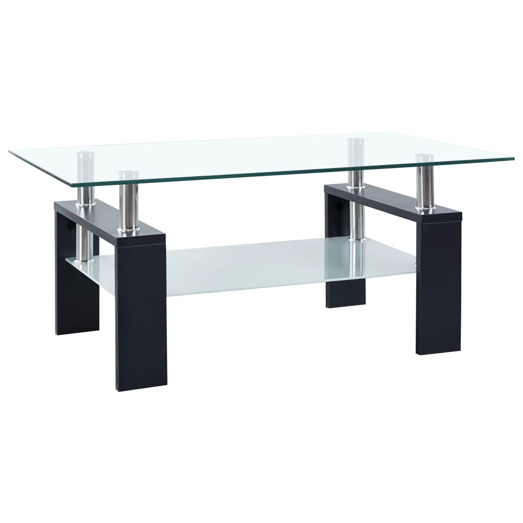 Coffee Table And Transparent Tempered Glass Black 330303