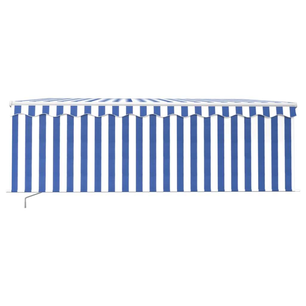 Manual Retractable Awning With Blind White Blue 3069296