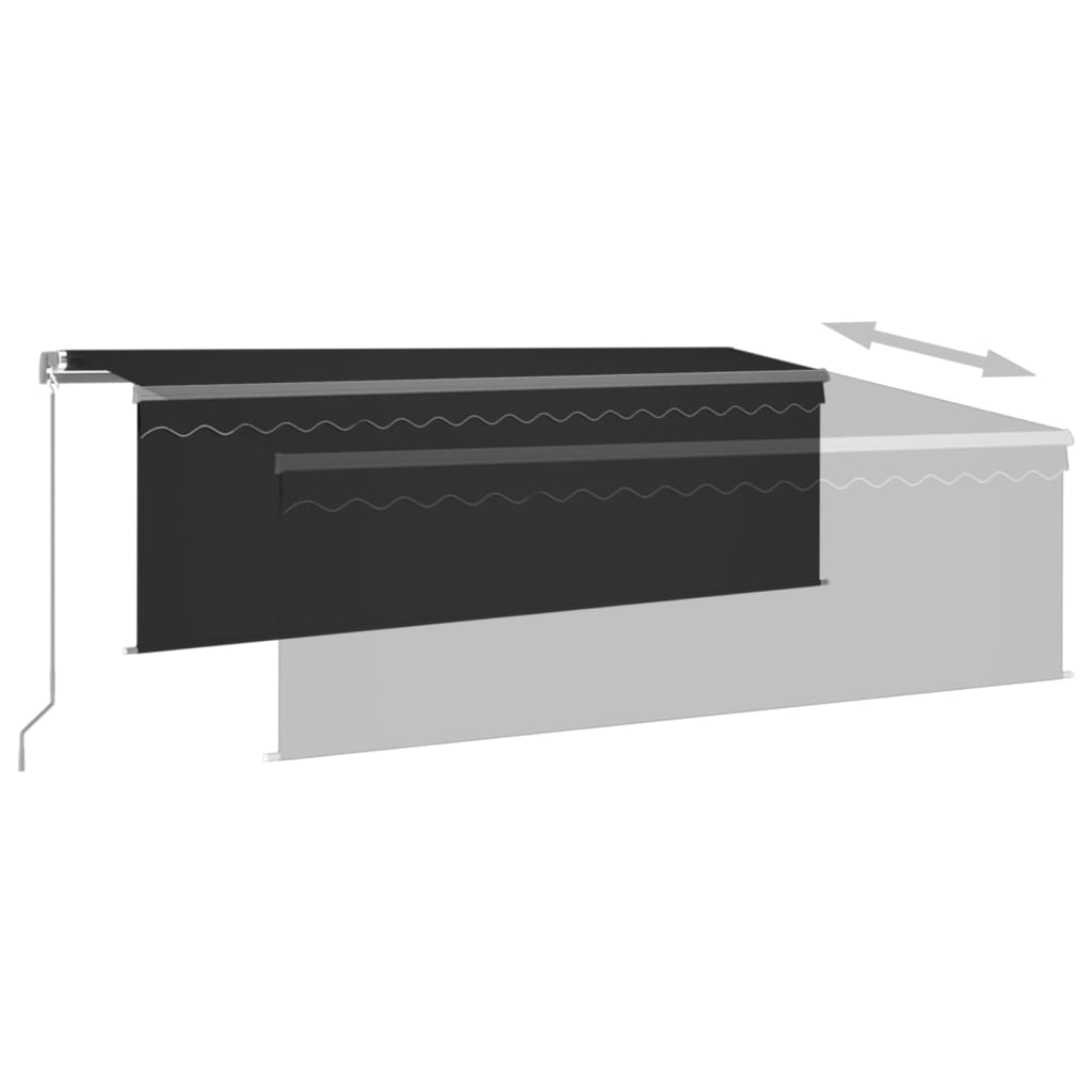 Manual Retractable Awning With Blind Led White Blue 3069421