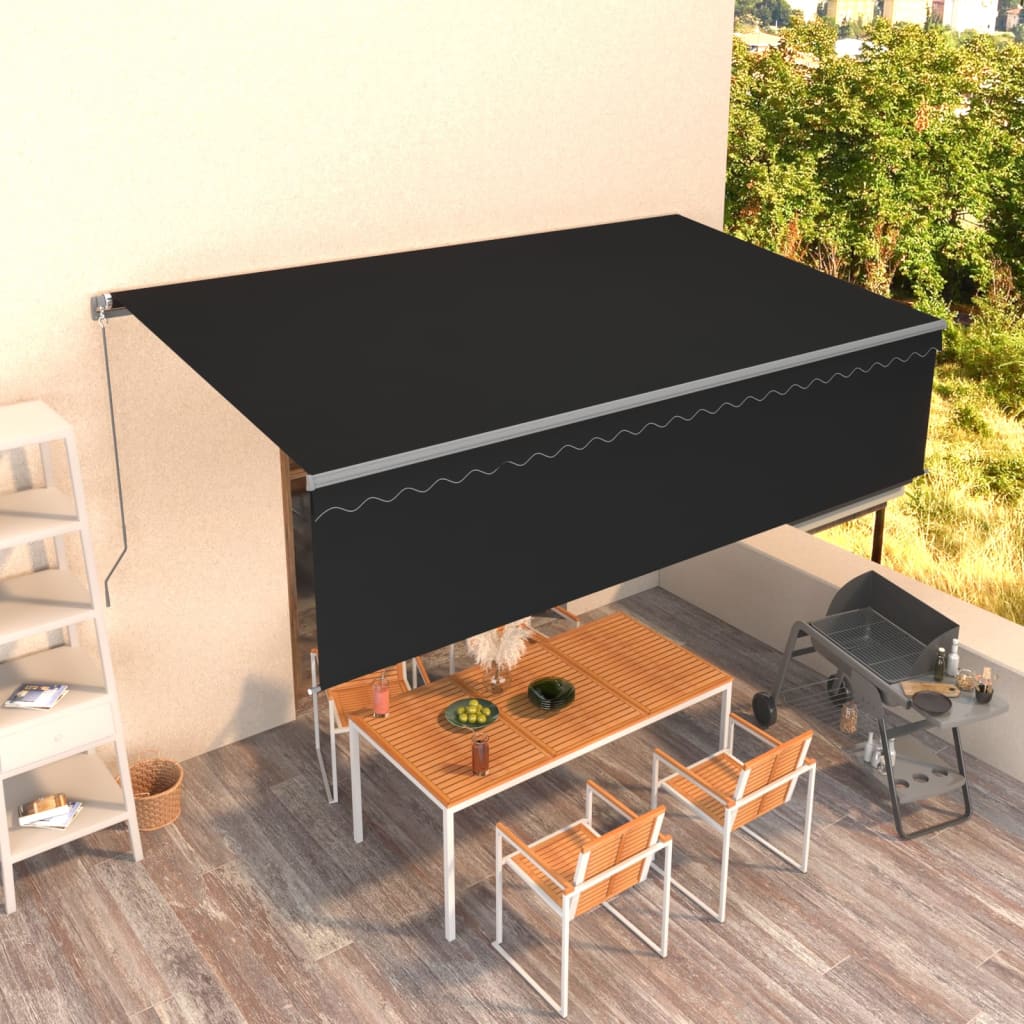 Manual Retractable Awning With Blind Anthracite 3069459