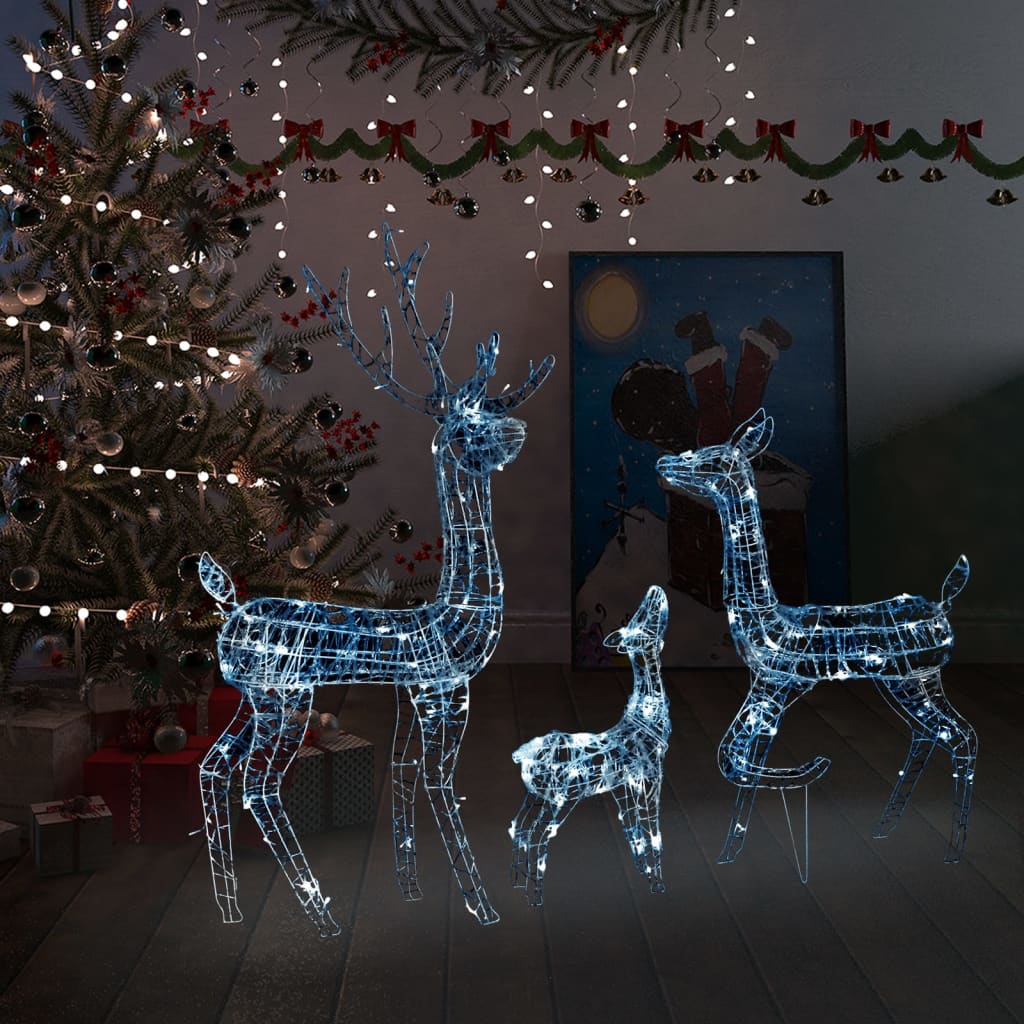 Acrylic Reindeer Family Christmas Decoration Led Col 329790