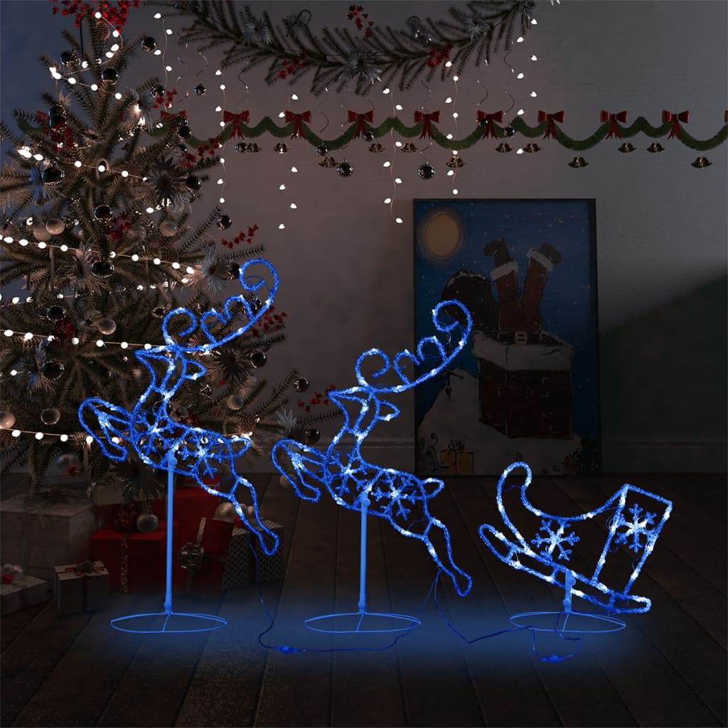 Acrylic Christmas Flying Reindeer Sleigh Cold White 328510