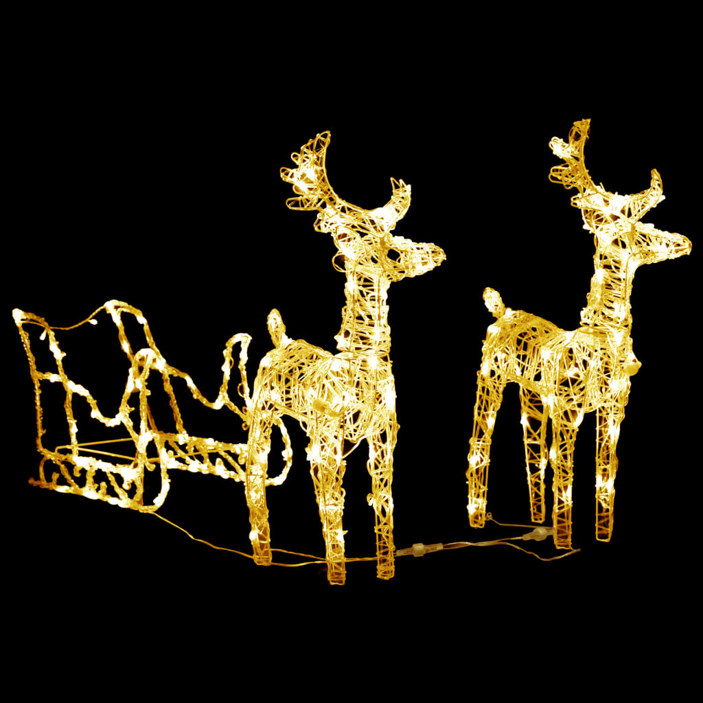 Acrylic Christmas Flying Reindeer Sleigh Cold White 328510