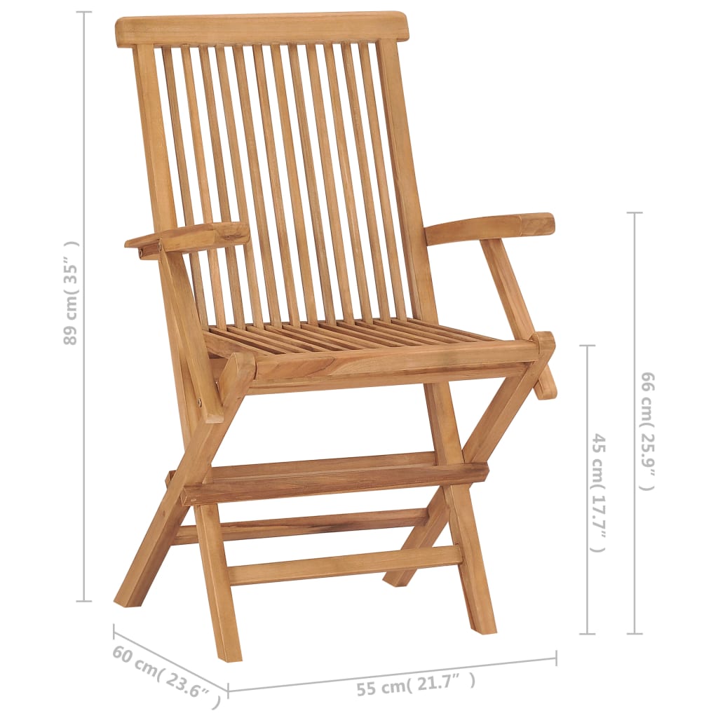 Folding Patio Chairs With Cushions Solid Teak Wood B 3072880