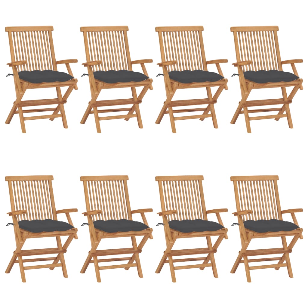 Patio Chairs With Anthracite Cushions Solid Teak Woo 3072904