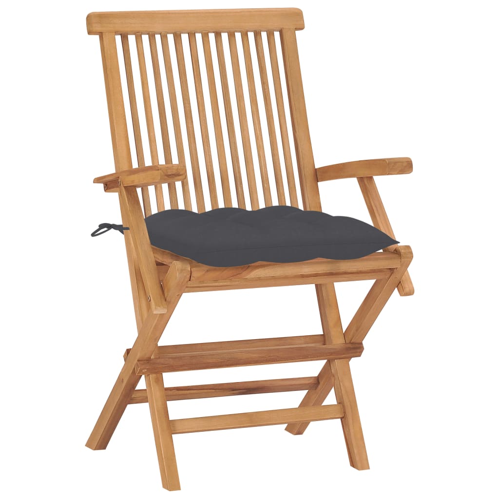 Patio Chairs With Anthracite Cushions Solid Teak Woo 3072904