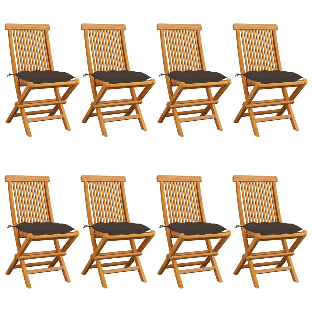 Patio Chairs With Taupe Cushions Solid Teak Wood Bro 3072940