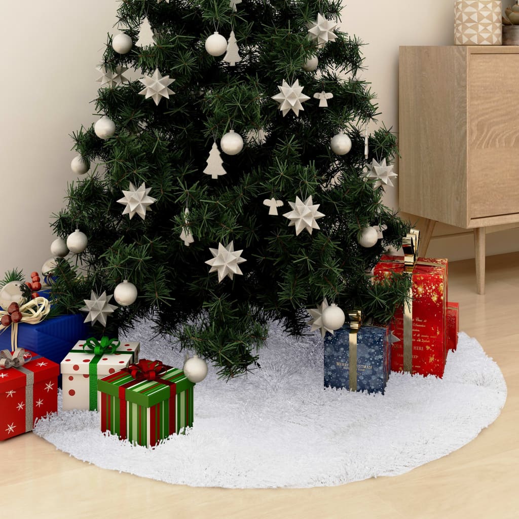 Christmas Tree Skirt Faux Fur White 330269