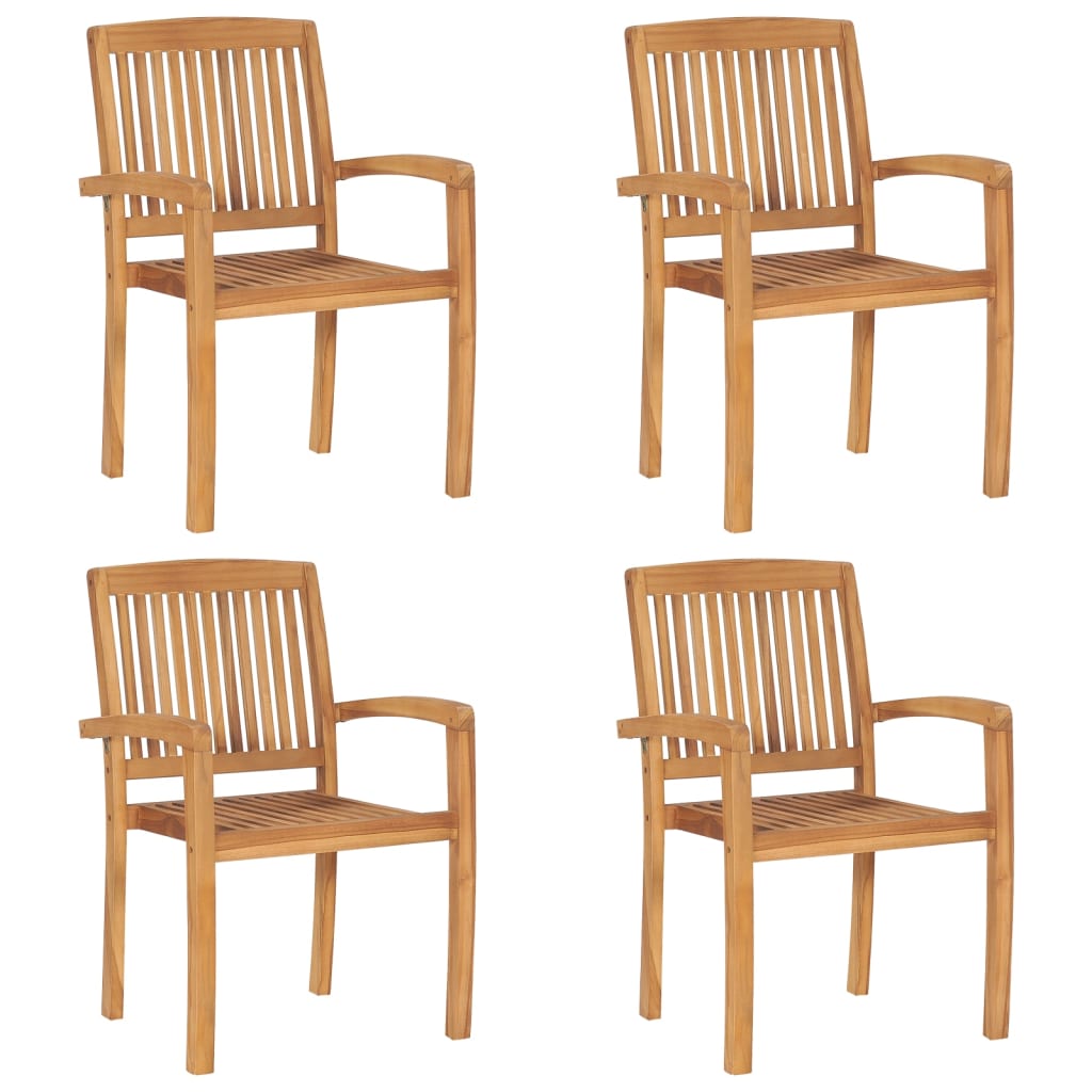 Stacking Patio Chairs Solid Teak Wood Brown 3073207