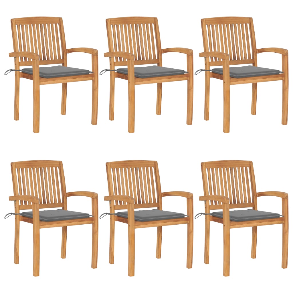 Stacking Patio Chairs With Cushions Solid Teak Wood 3073225