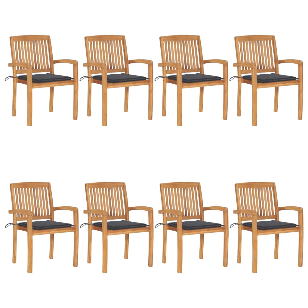 Stacking Patio Chairs With Cushions Solid Teak Wood 3073240