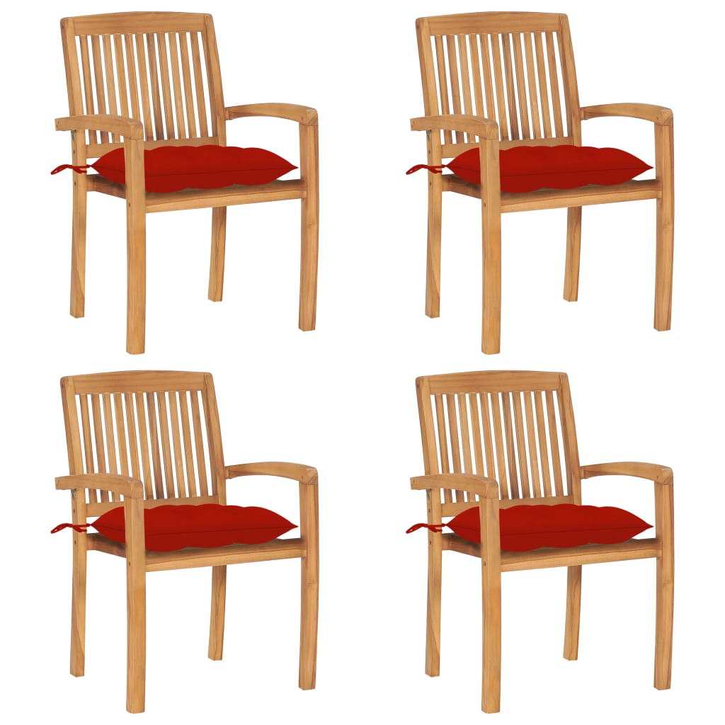 Stacking Patio Chairs With Cushions Solid Teak Wood 3073260