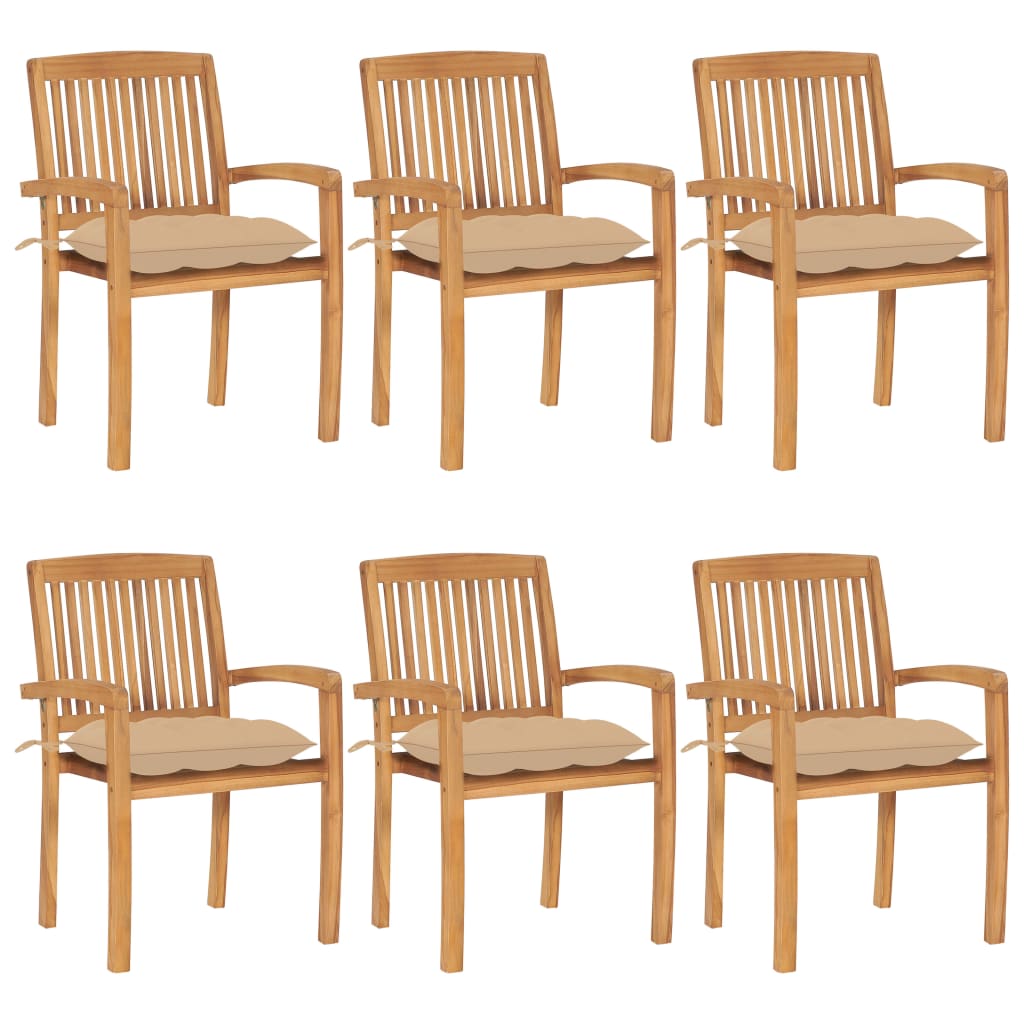 Stacking Patio Chairs With Cushions Solid Teak Wood 3073270