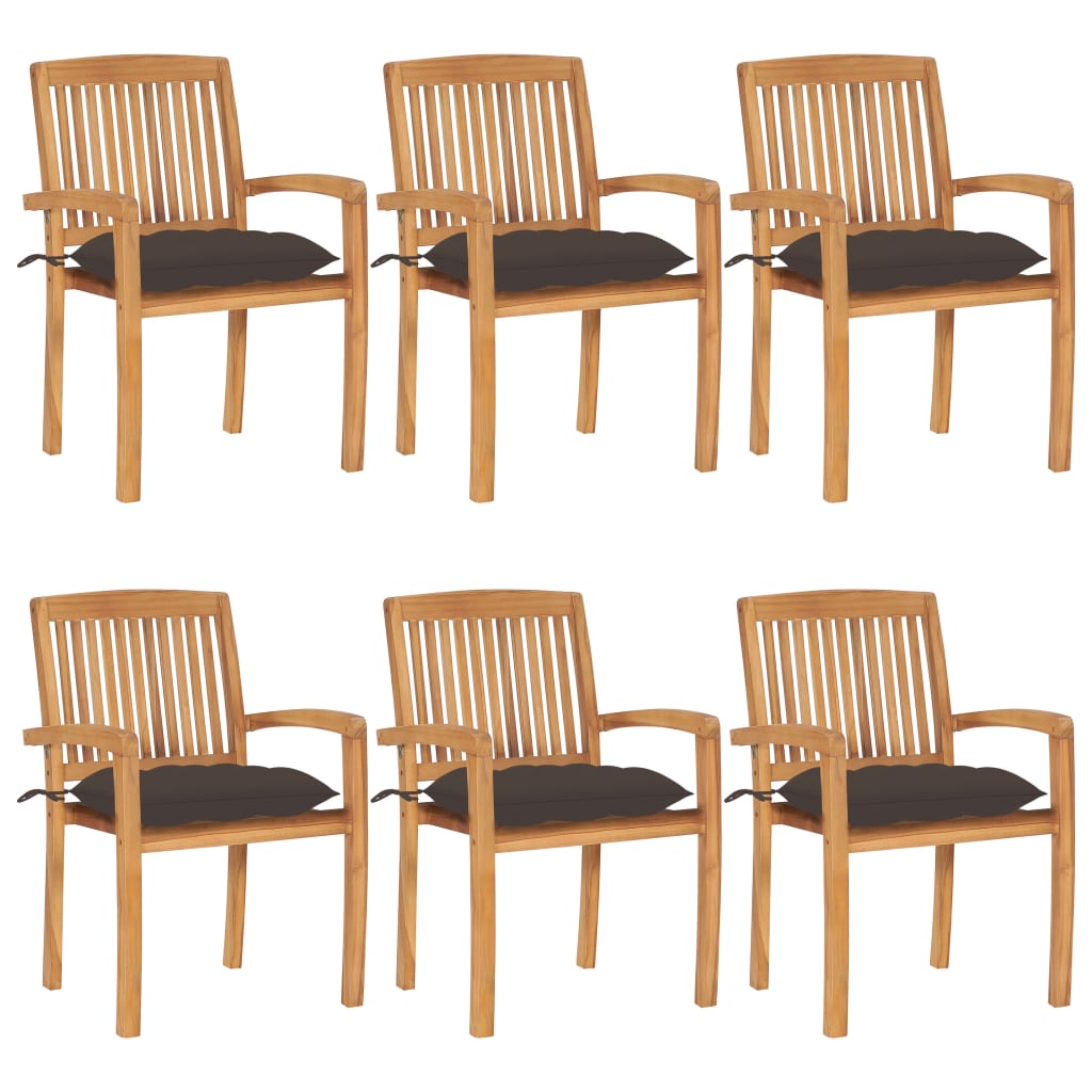 Stacking Patio Chairs With Cushions Solid Teak Wood 3073270