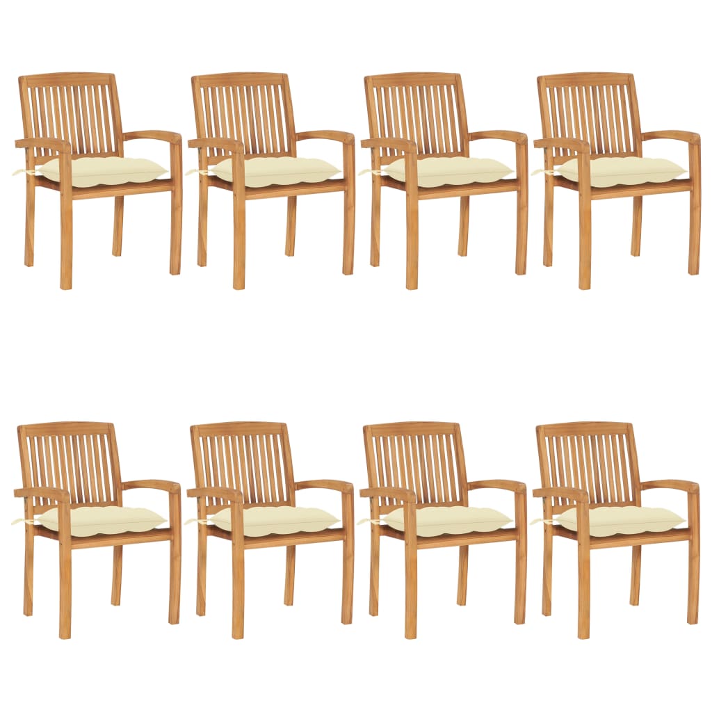Stacking Patio Chairs With Cushions Solid Teak Wood 3073280