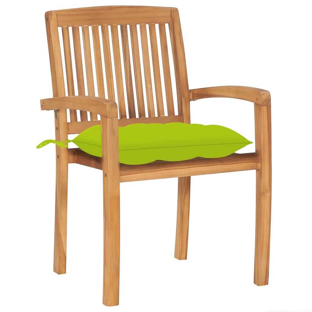 Stacking Patio Chairs With Cushions Solid Teak Wood 3073290