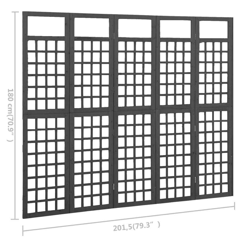 Panel Room Divider Trellis Solid Fir Wood Brown 316480