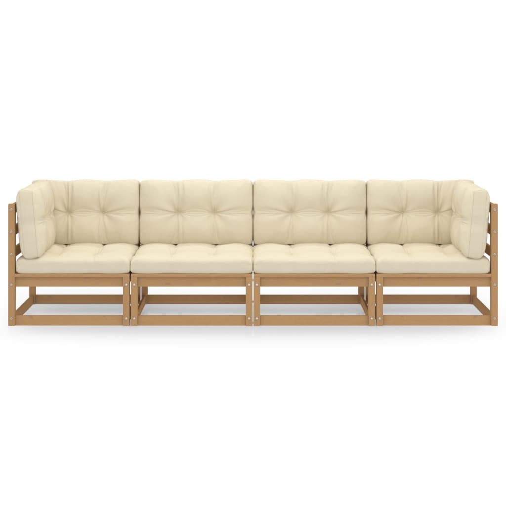 Seater Patio Sofa With Cushions Solid Pine White 3076410