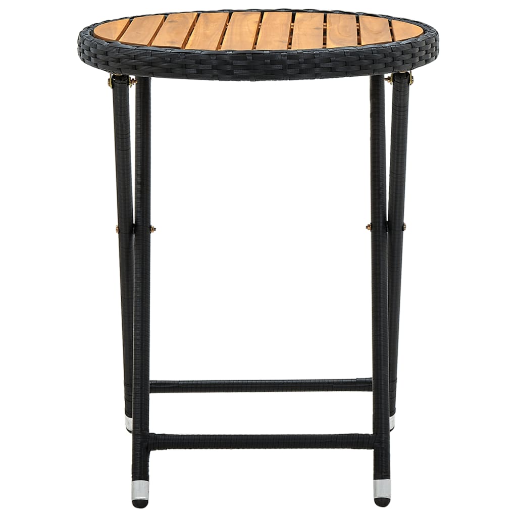 Tea Table Poly Rattan And Solid Acacia Wood Black 316509