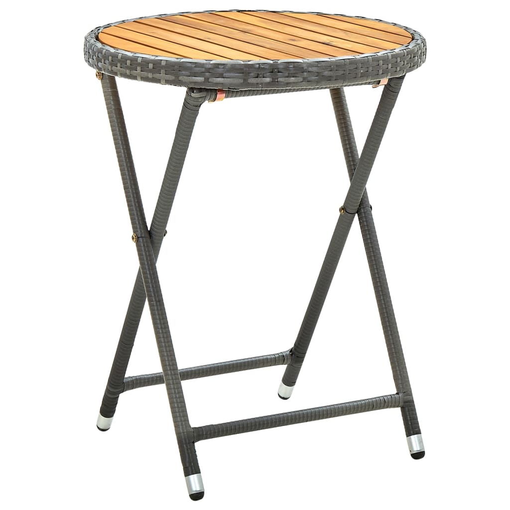 Tea Table Gray Poly Rattan And Solid Acacia Wood Gre 316510