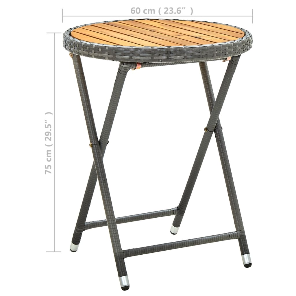 Tea Table Gray Poly Rattan And Solid Acacia Wood Gre 316510