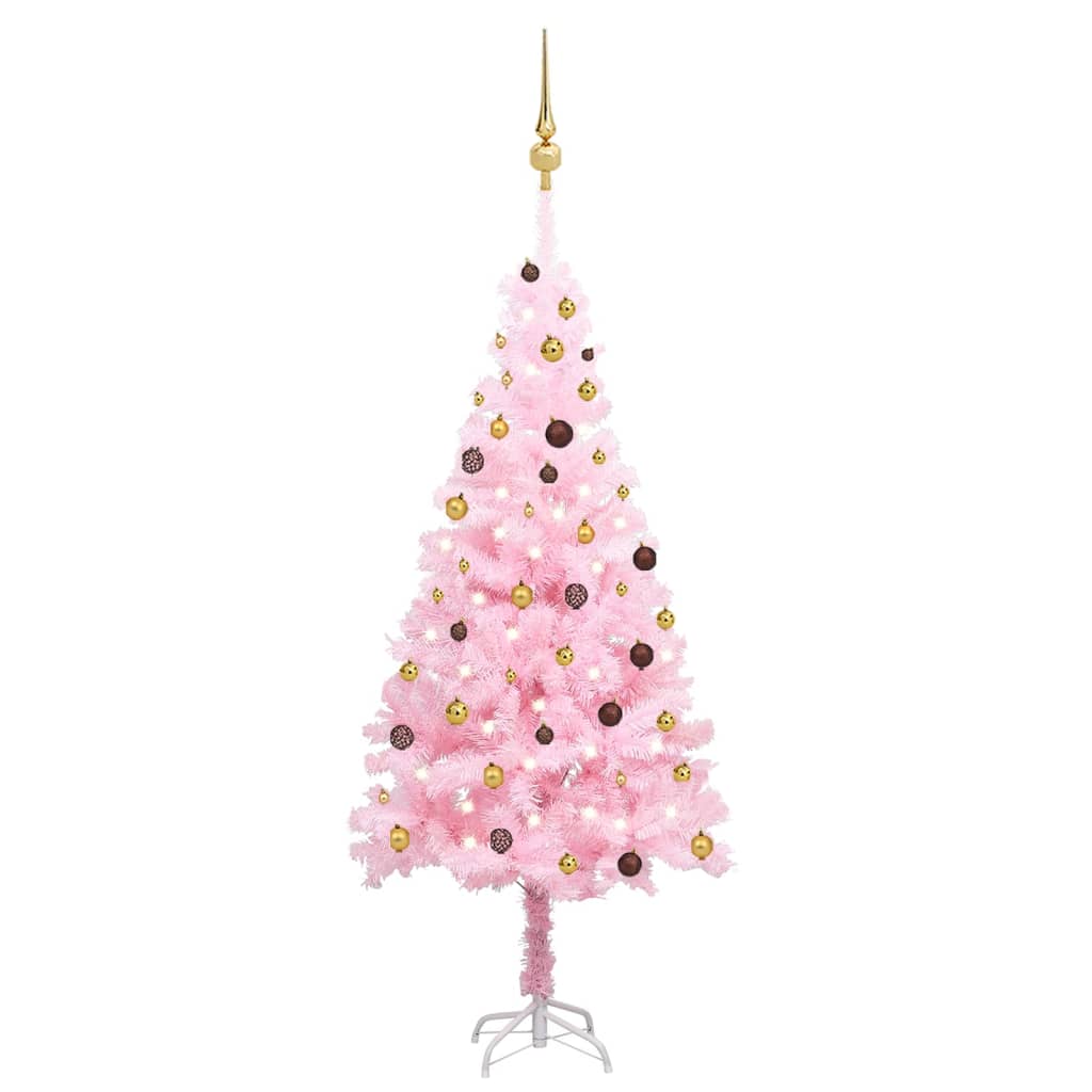 Artificial Christmas Tree With Leds Ball Set Pink Pv 3077500